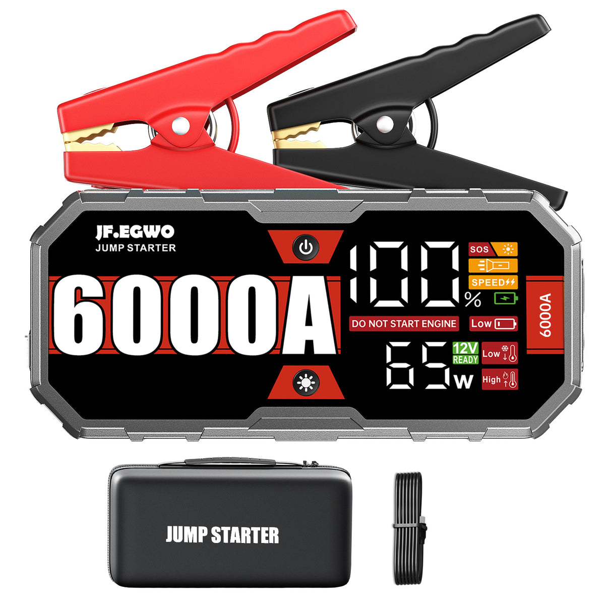 JF.EGWO JFEGWO 6000A Jump Starter Car Battery Booster 65W Fast Charging Total 230W Power Bank, Pro - JF.EGWO