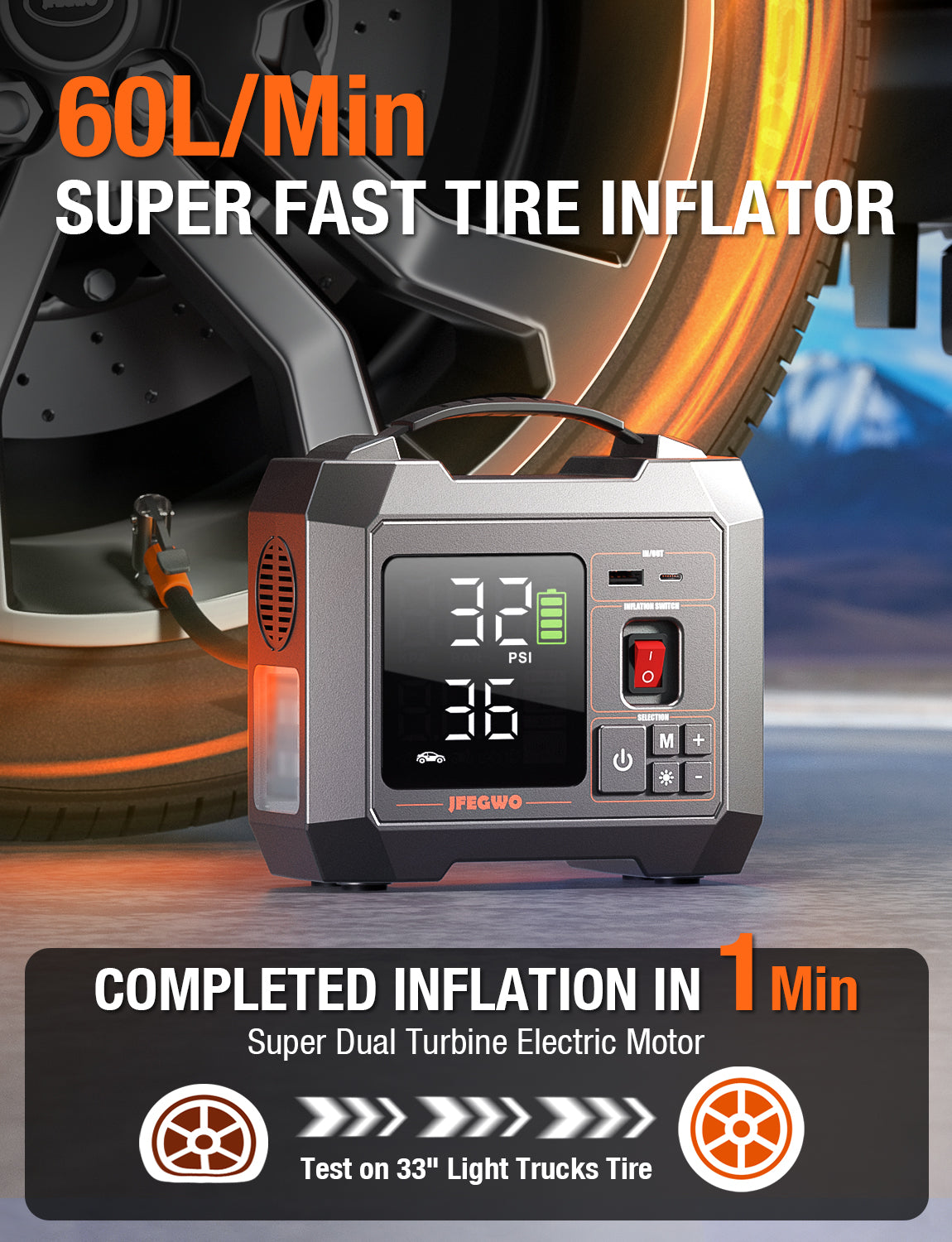 Sunpow 160-PSI Tire Inflator Portable Air Compressor for $80 - NW01-P