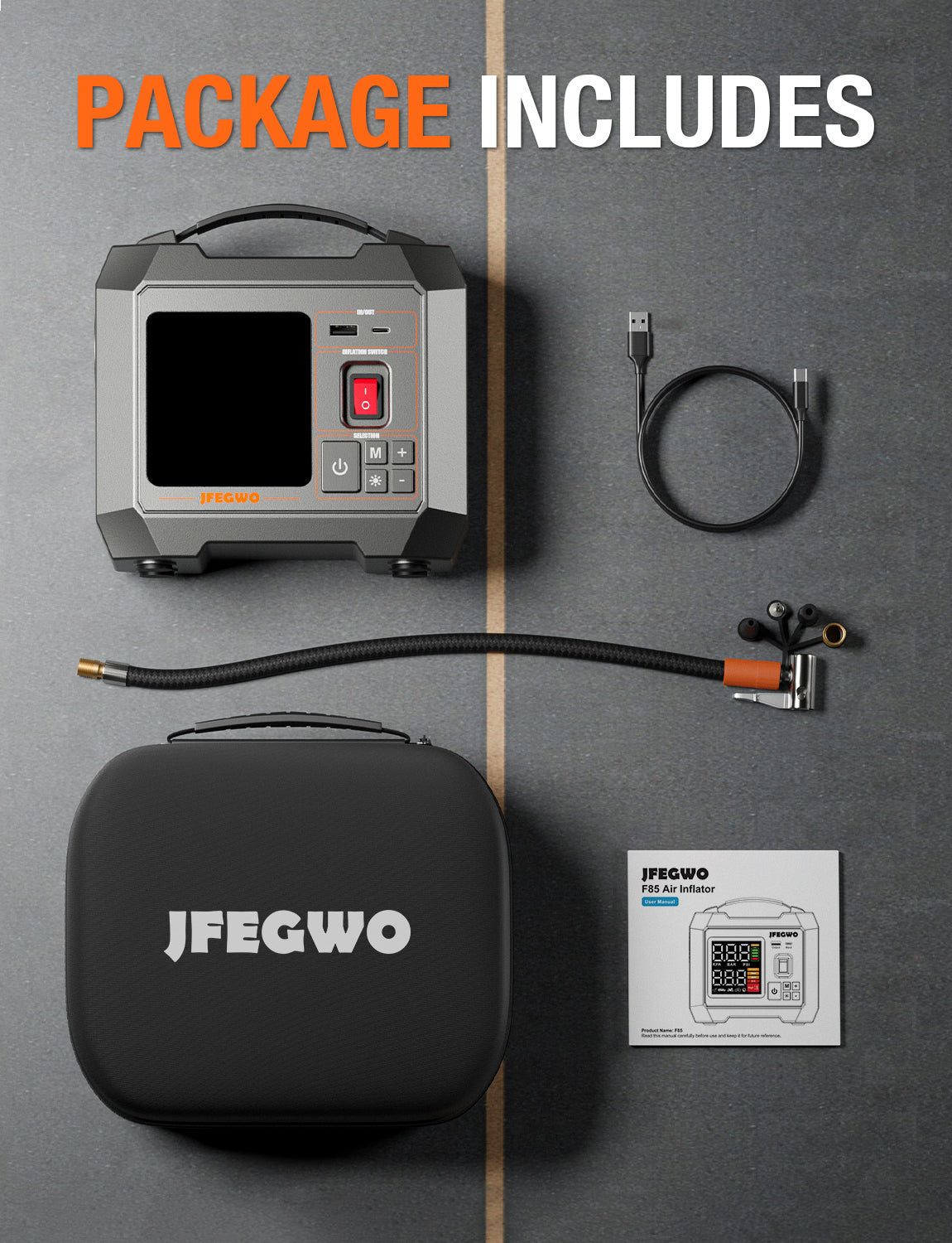 JFEGWO Portable Air Inflator, Red