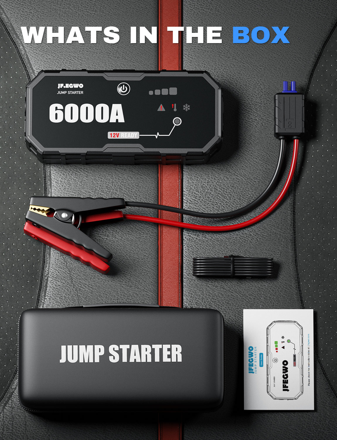 JFEGWO Car 4000A 6000A Portable Jump Starter With Power Bank Fast Charge  PD65W 12V Auto Battery Charger Booster Starting Device - AliExpress