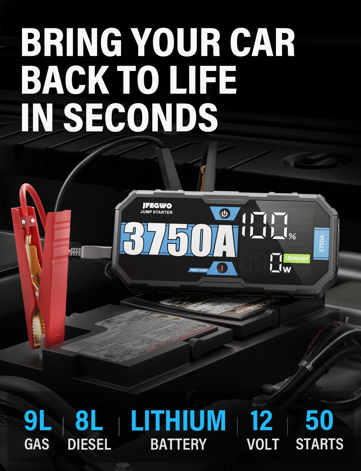 JFEGWO 3750A Pro Jump Starter Booster de batterie de voiture Power Bank