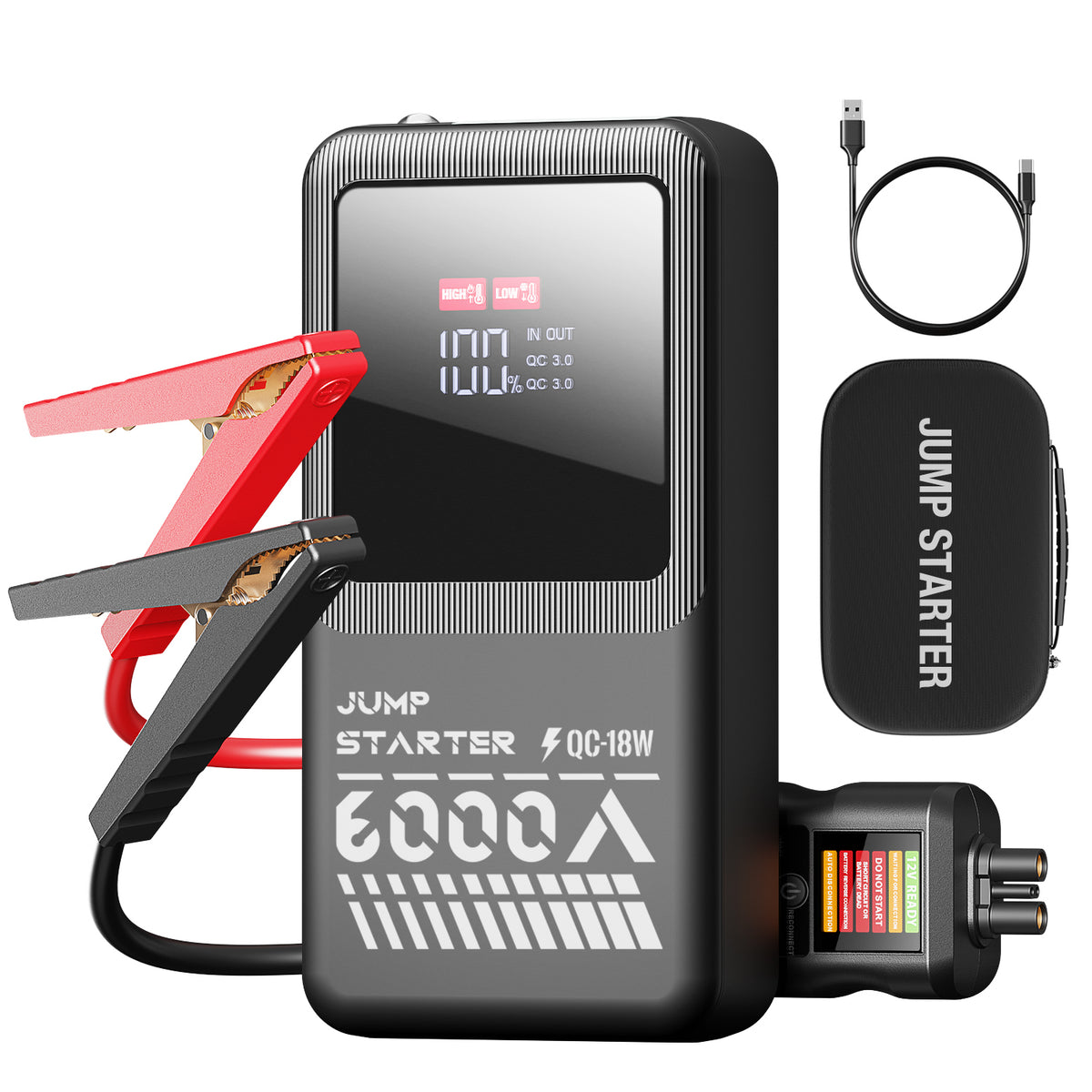 JFEGWO F55 6000A Avviatore di emergenza per batteria auto Tascabile Jumper Booster