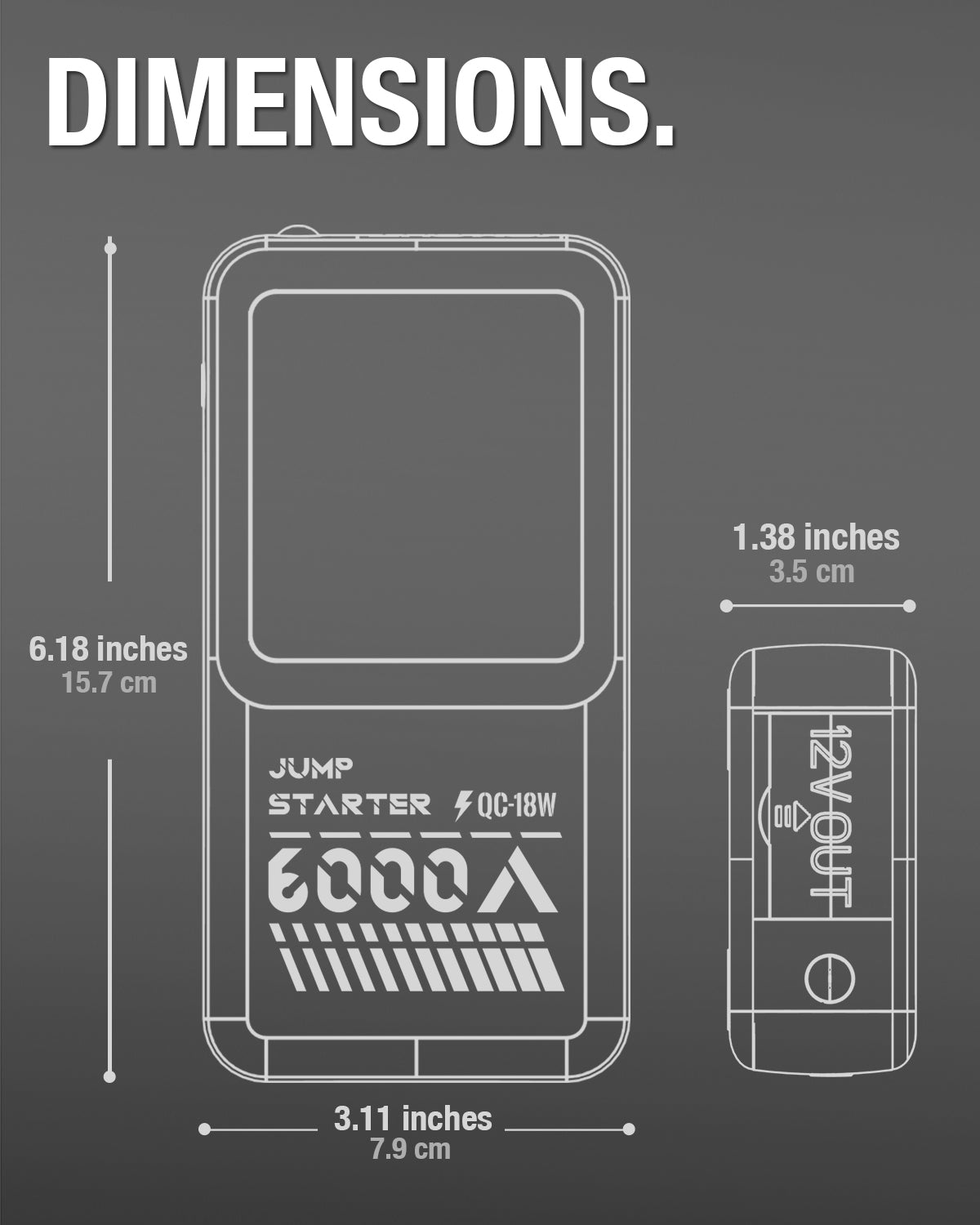 Démarreur de batterie de voiture JFEGWO F55 6000A, format de poche, booster de démarrage